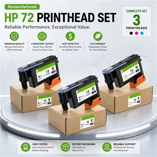 HP 72 Remanufactured Printheads (C9380A / C9384A / C9383A): Restoring OEM-Gra...