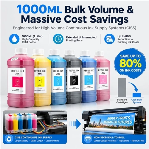 Next-Gen 1000ML Eco-Solvent Ink: Unlocking 24-Month Outdoor Durability & Clog...