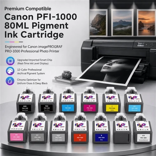 Canon PFI-1000 (80ML) Compatible Pigment Ink Cartridges With Imported Chips: ...