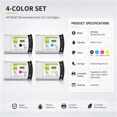 843C Ink Cartridge For HP PageWide XL 4000 4100 4500 5000 5100 Printer